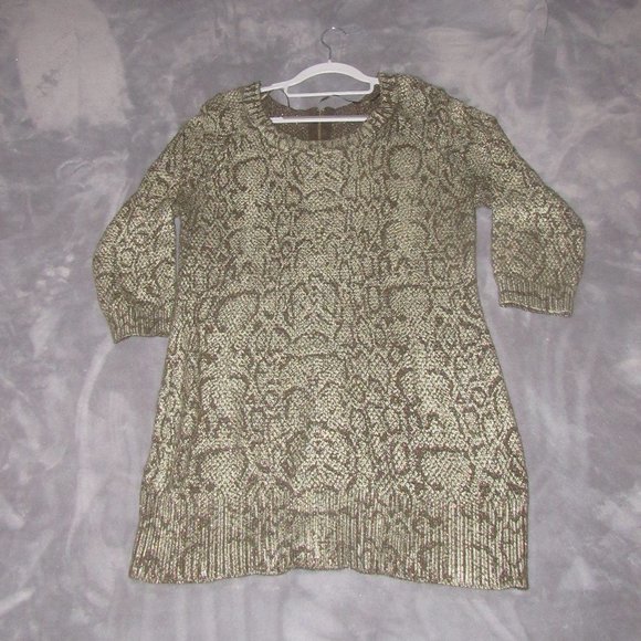 INC International Concepts Metallic Snake-Print Tunic Sweater ~ Size L - Picture 12 of 13